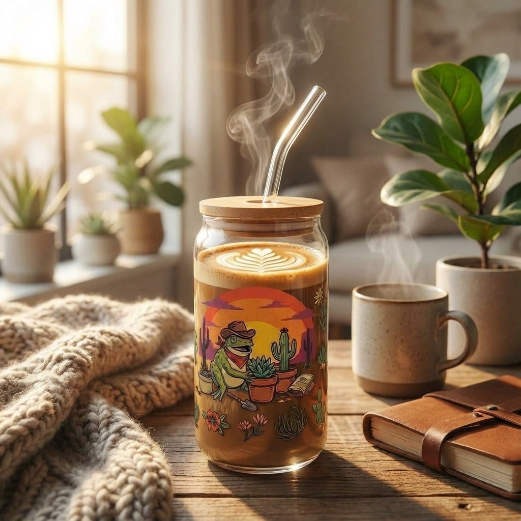 Cowboy Frogs Gardening Sipper Glass - Hero Lifestyle