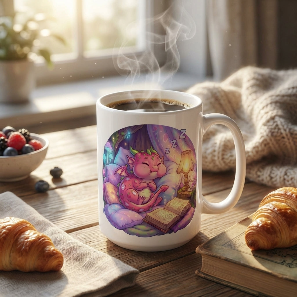 Book Club Dragons - Dragonfruit Dreams - 15oz Mug - Coffee Lifestyle