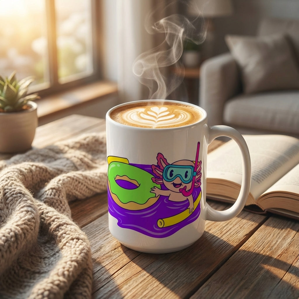 Pool Party Axolotls - Axolotl Dive Master - 15oz Mug - Hero Lifestyle
