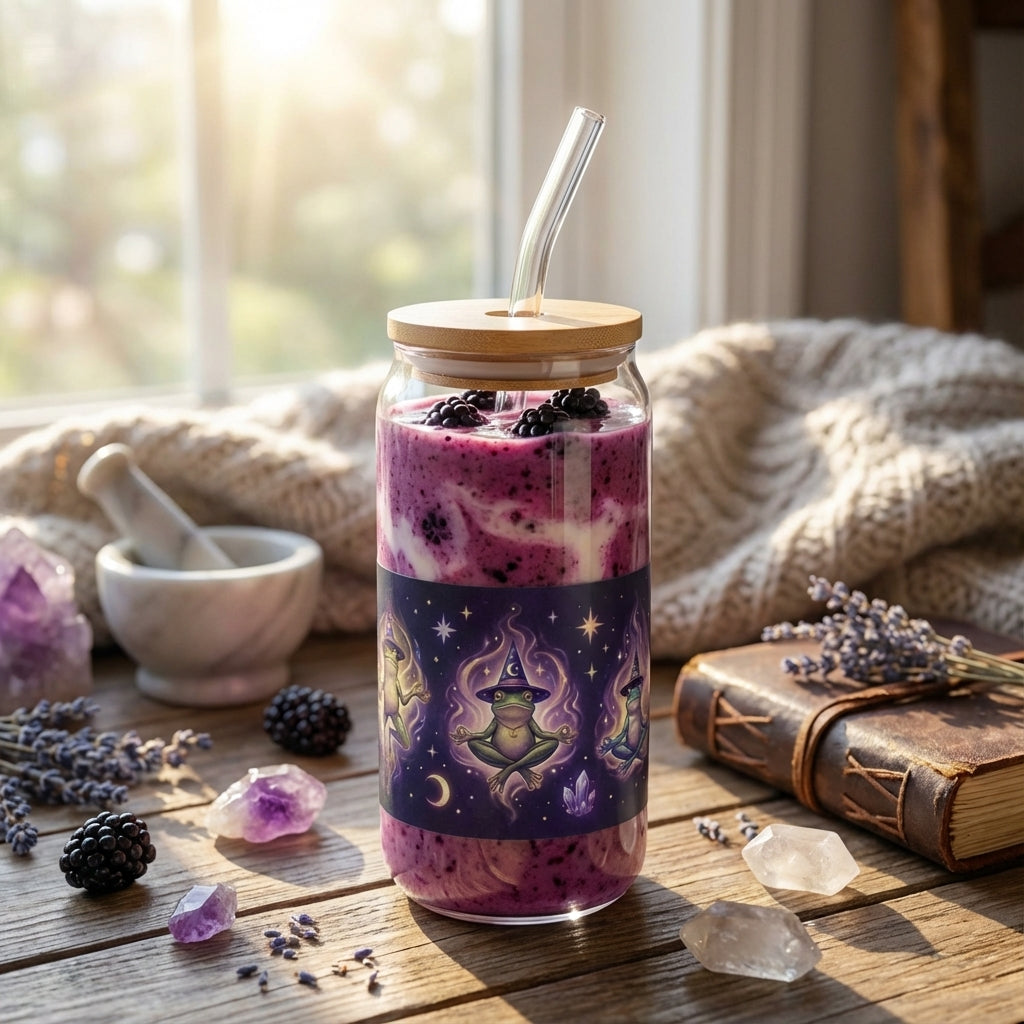 AI Generated Lifestyle Image - Wizard Frogs Magic Sipper Glass