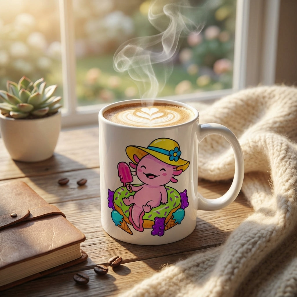 Pool Party Axolotls - Axolotl Snack Time - 15oz Mug - Hero Lifestyle