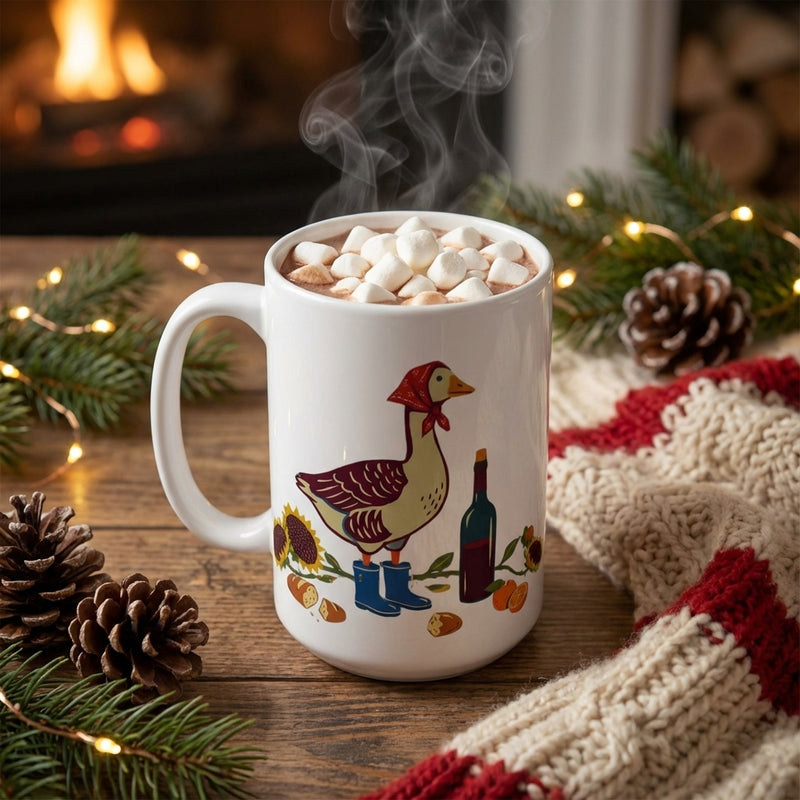 Silly Goose Social - Silly Sippin' Goose - 15oz Mug with hot cocoa