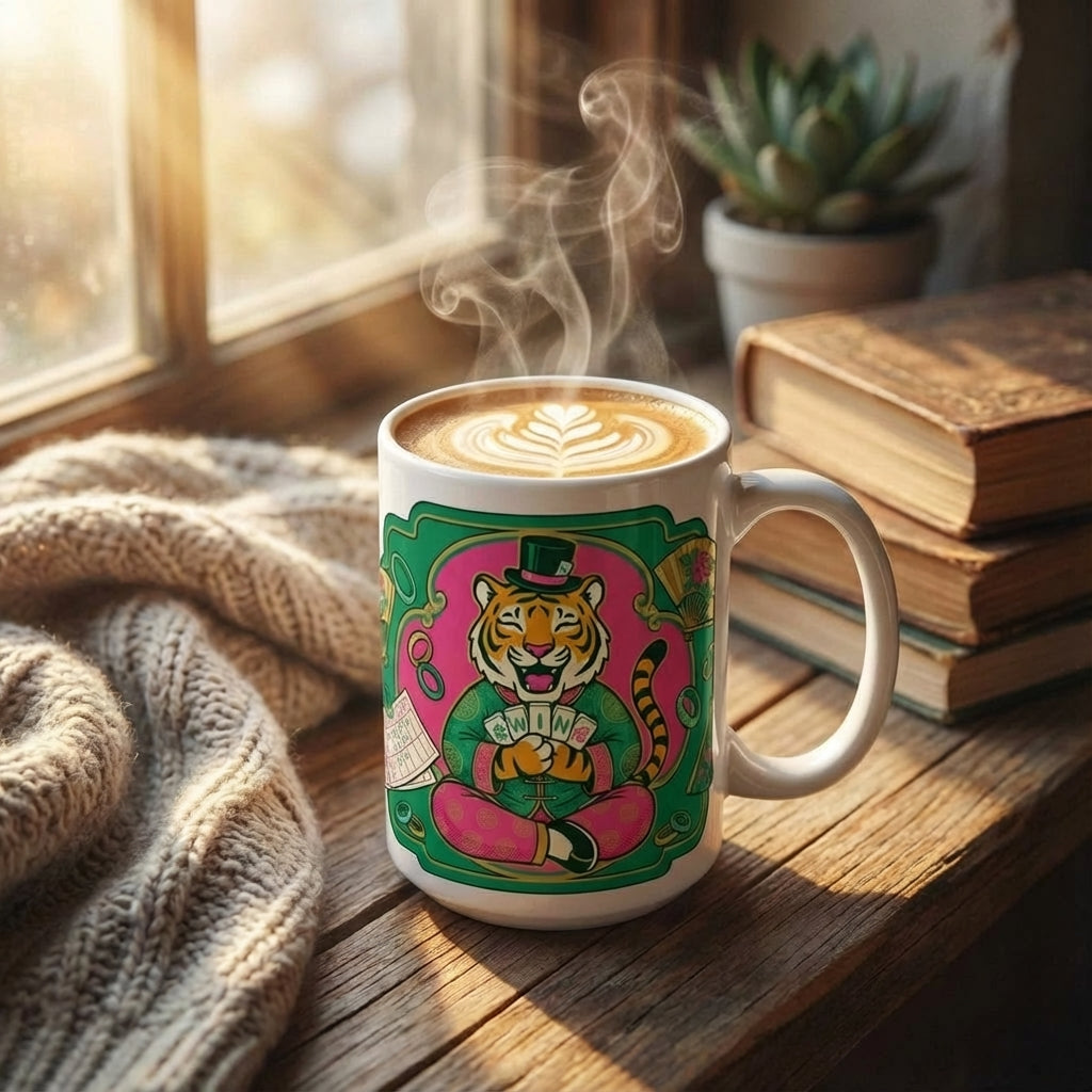 Mahjong Night Tigers - The Winning Hand - 15oz Mug - Hero Lifestyle