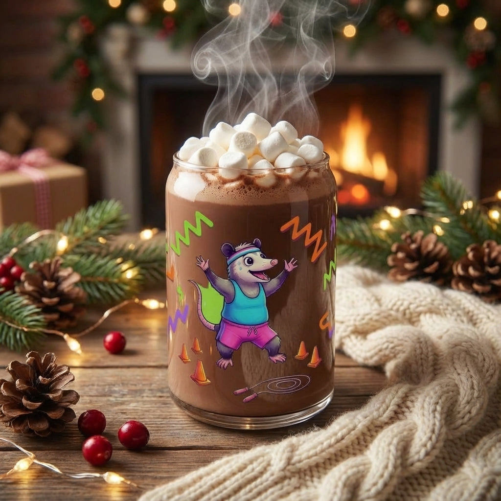 Neon Aerobics Possums - Possum Power Hour - 15oz Mug - Hot Cocoa Lifestyle