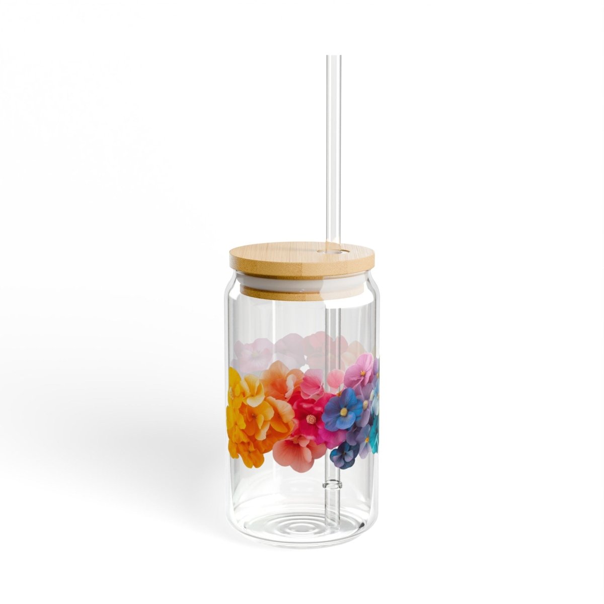 Rainbow Flowers 1 Sipper Glass 16oz - BigSippin