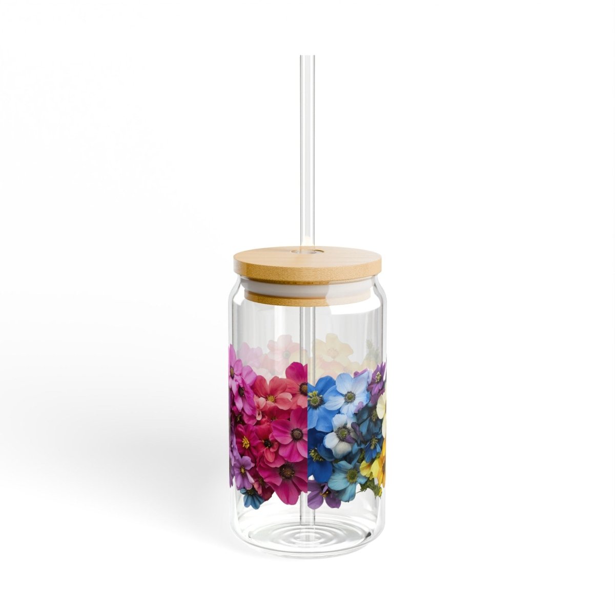 Rainbow Flowers 5 Sipper Glass 16oz - BigSippin