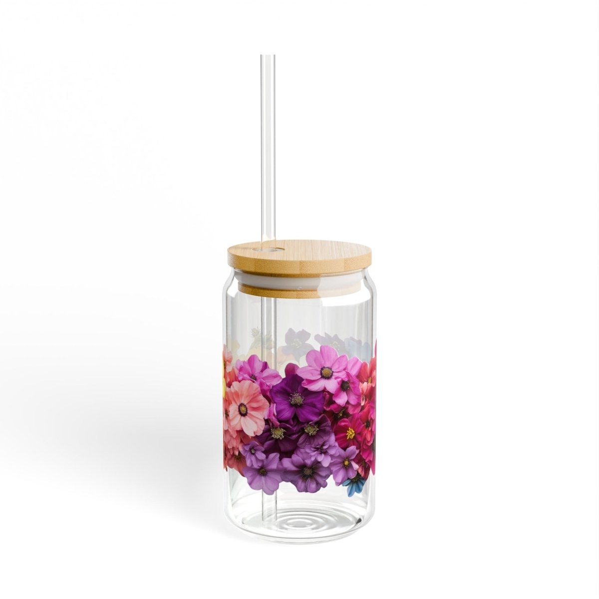 Rainbow Flowers 5 Sipper Glass 16oz - BigSippin