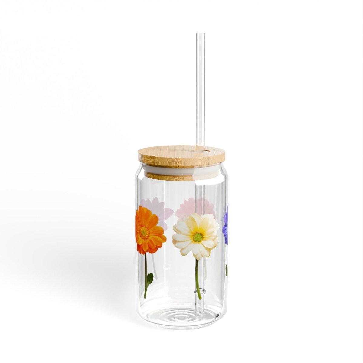 Rainbow Flowers 8 Sipper Glass 16oz - BigSippin