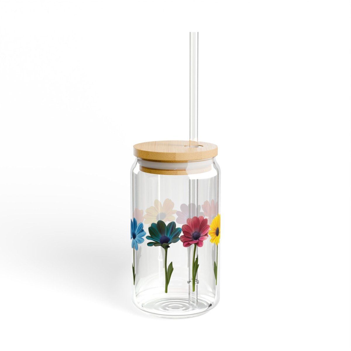 Rainbow Flowers 9 Sipper Glass 16oz - BigSippin