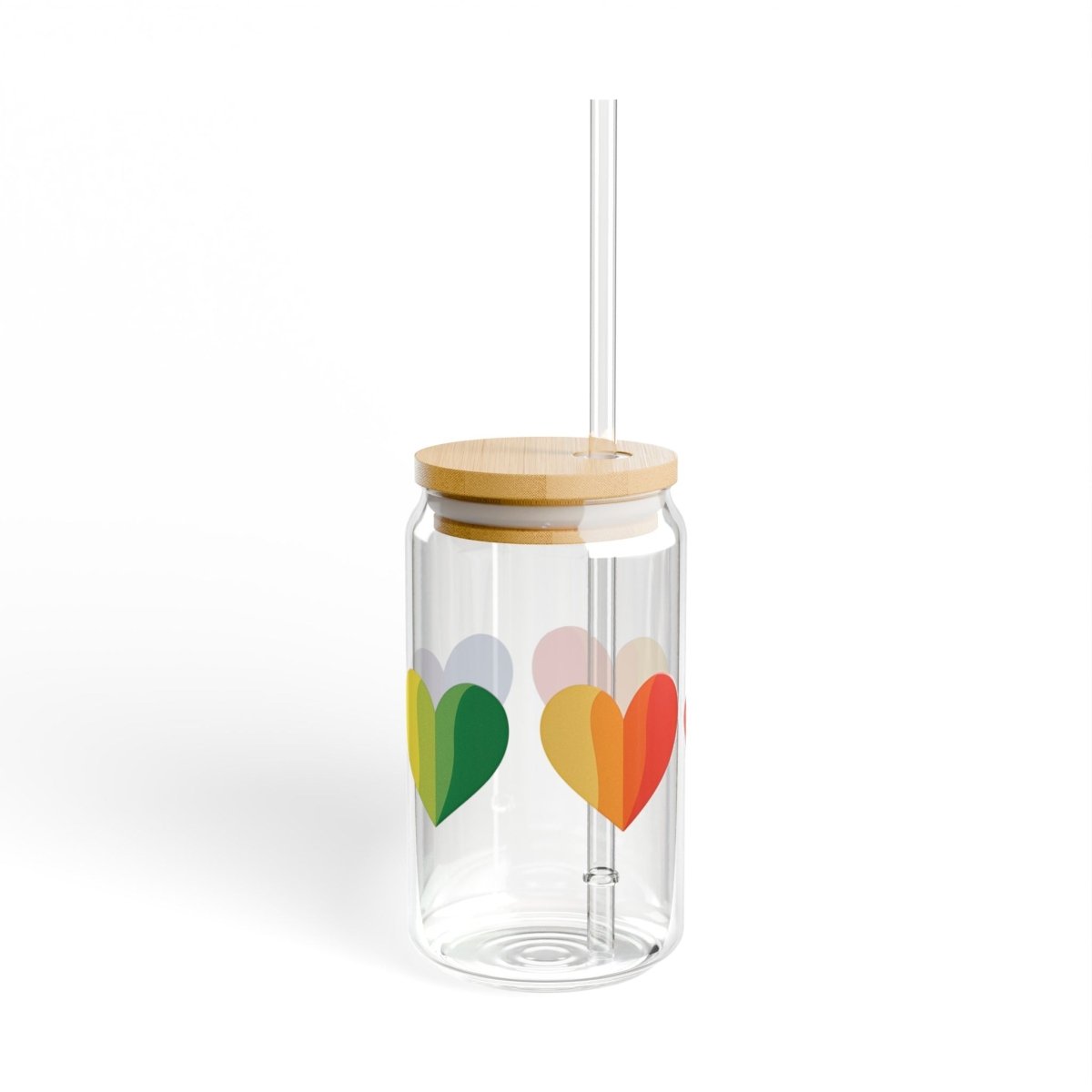 Rainbow Hearts 02 Sipper Glass 16oz - BigSippin