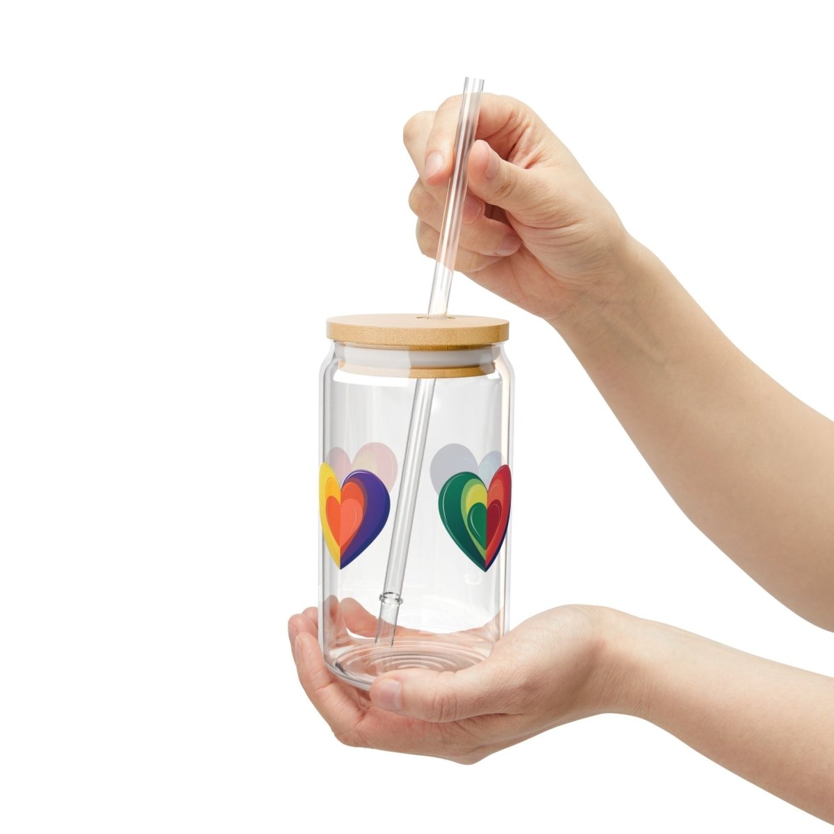 Rainbow Hearts 05 Sipper Glass 16oz - BigSippin