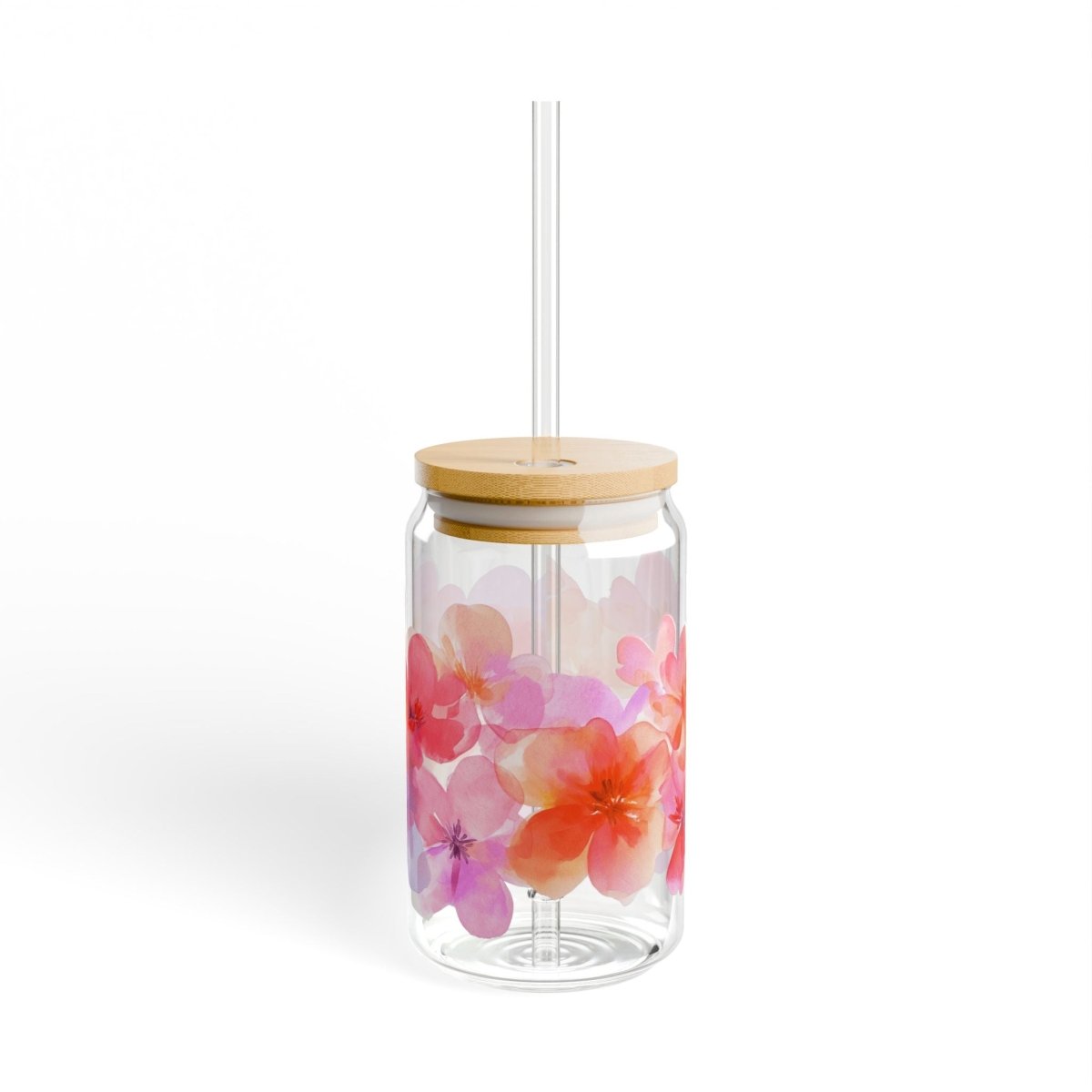 Watercolor Flowers 1 Sipper Glass 16oz - BigSippin