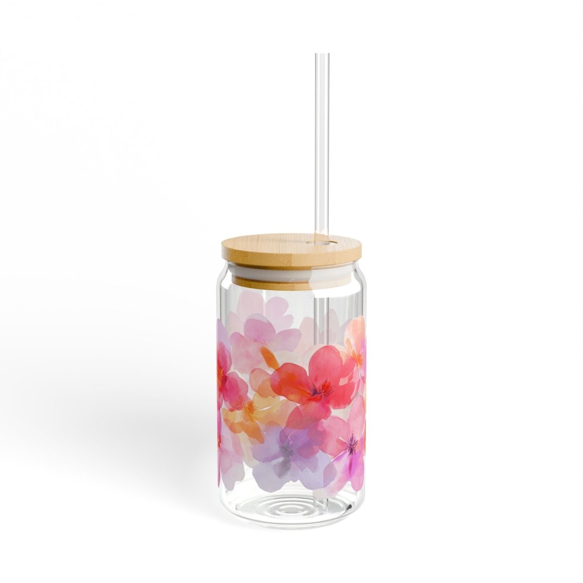 Watercolor Flowers 1 Sipper Glass 16oz - BigSippin