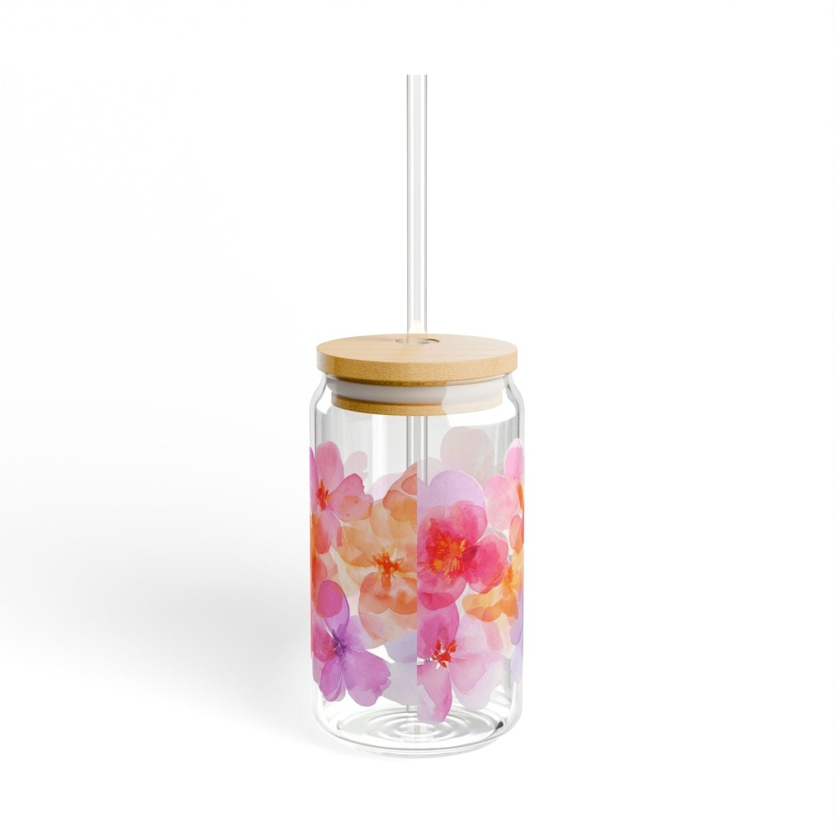 Watercolor Flowers 1 Sipper Glass 16oz - BigSippin