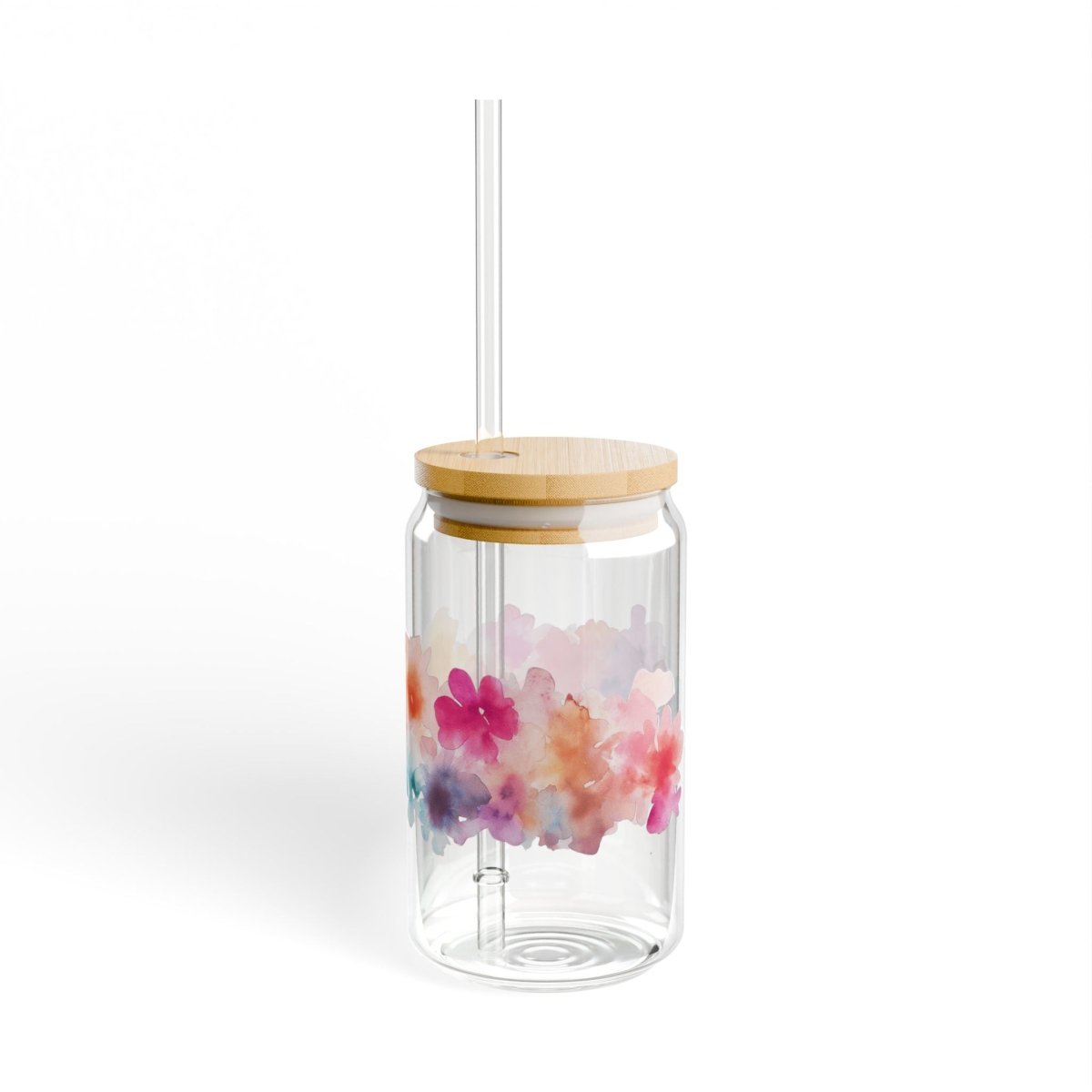 Watercolor Flowers 10 Sipper Glass 16oz - BigSippin