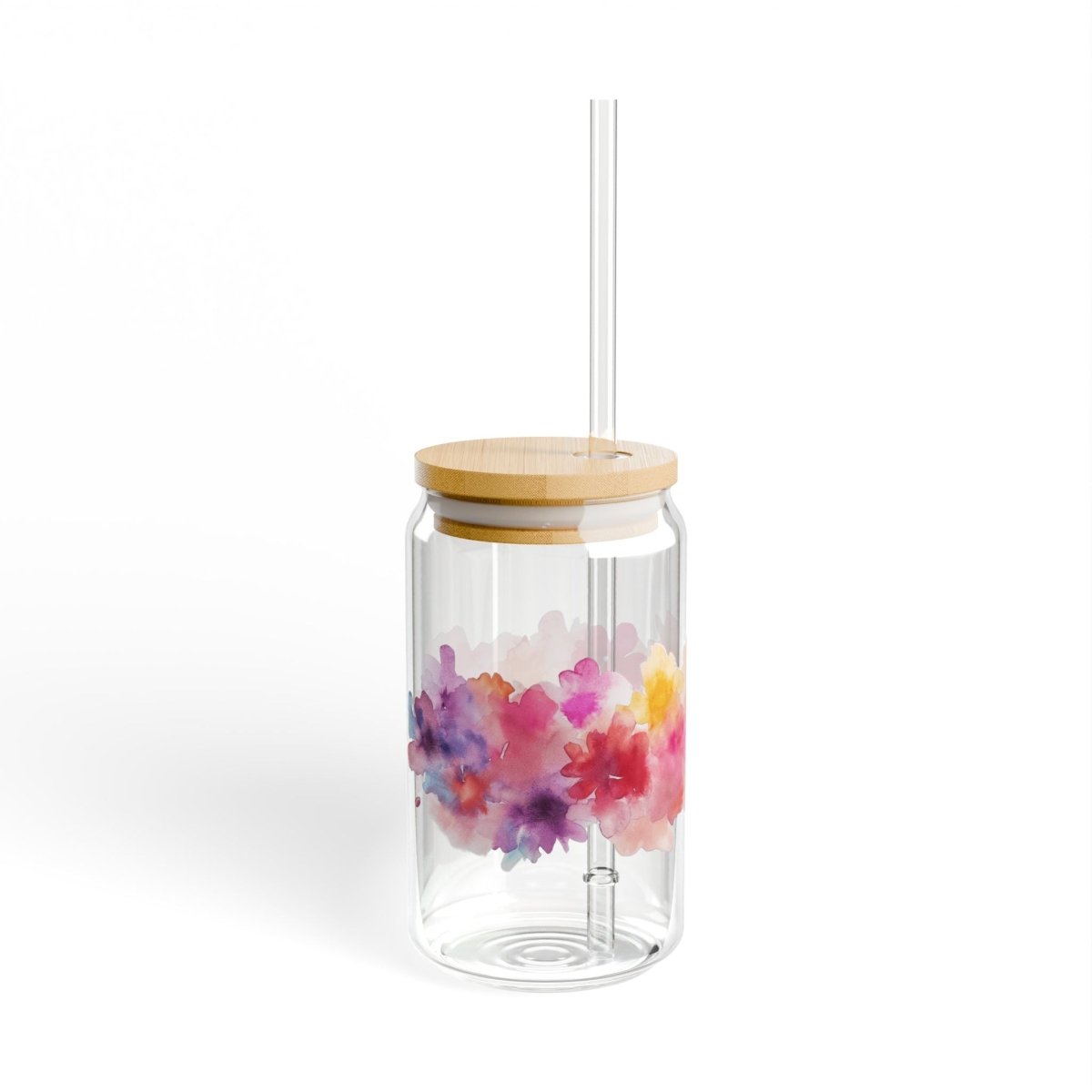 Watercolor Flowers 10 Sipper Glass 16oz - BigSippin