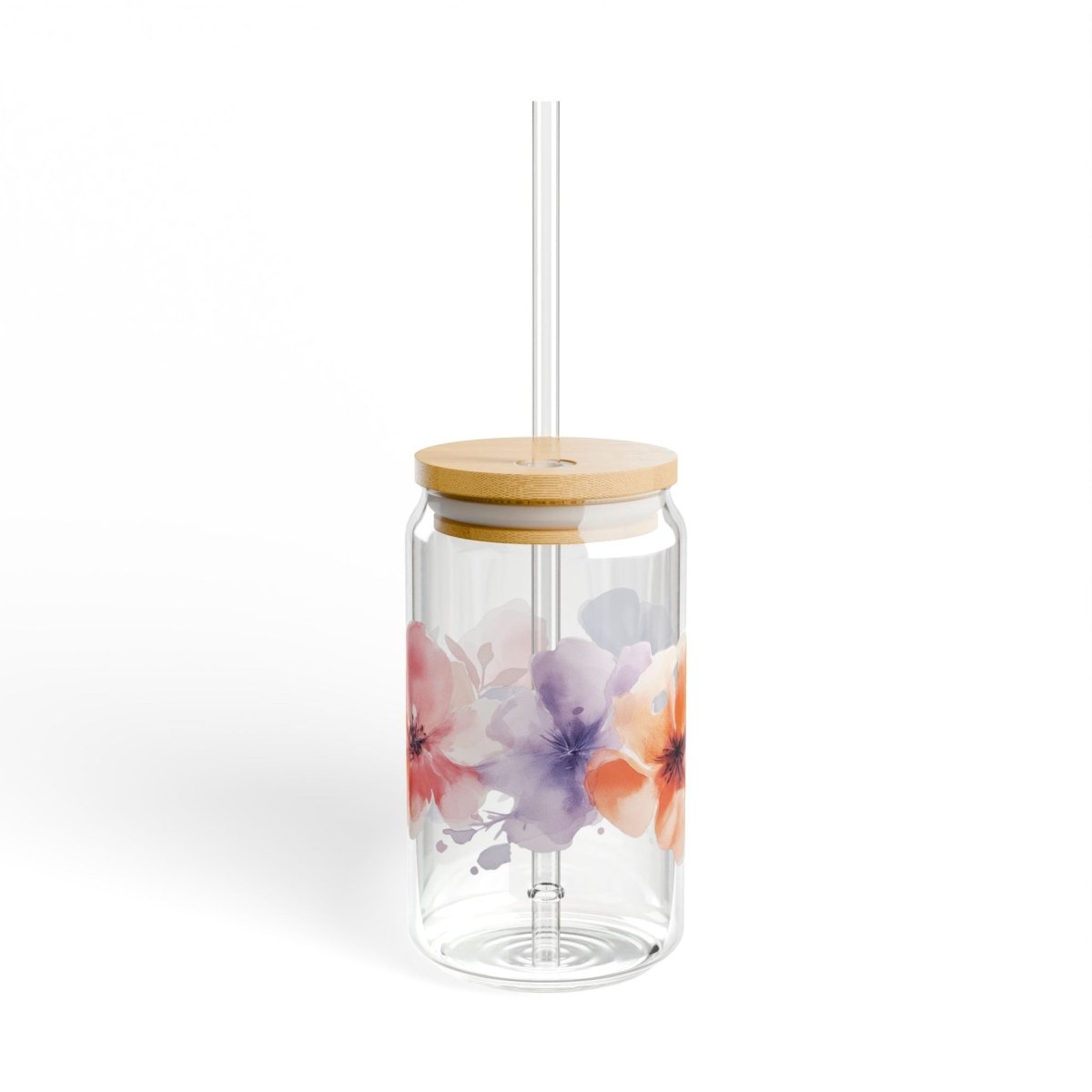 Watercolor Flowers 12 Sipper Glass 16oz - BigSippin