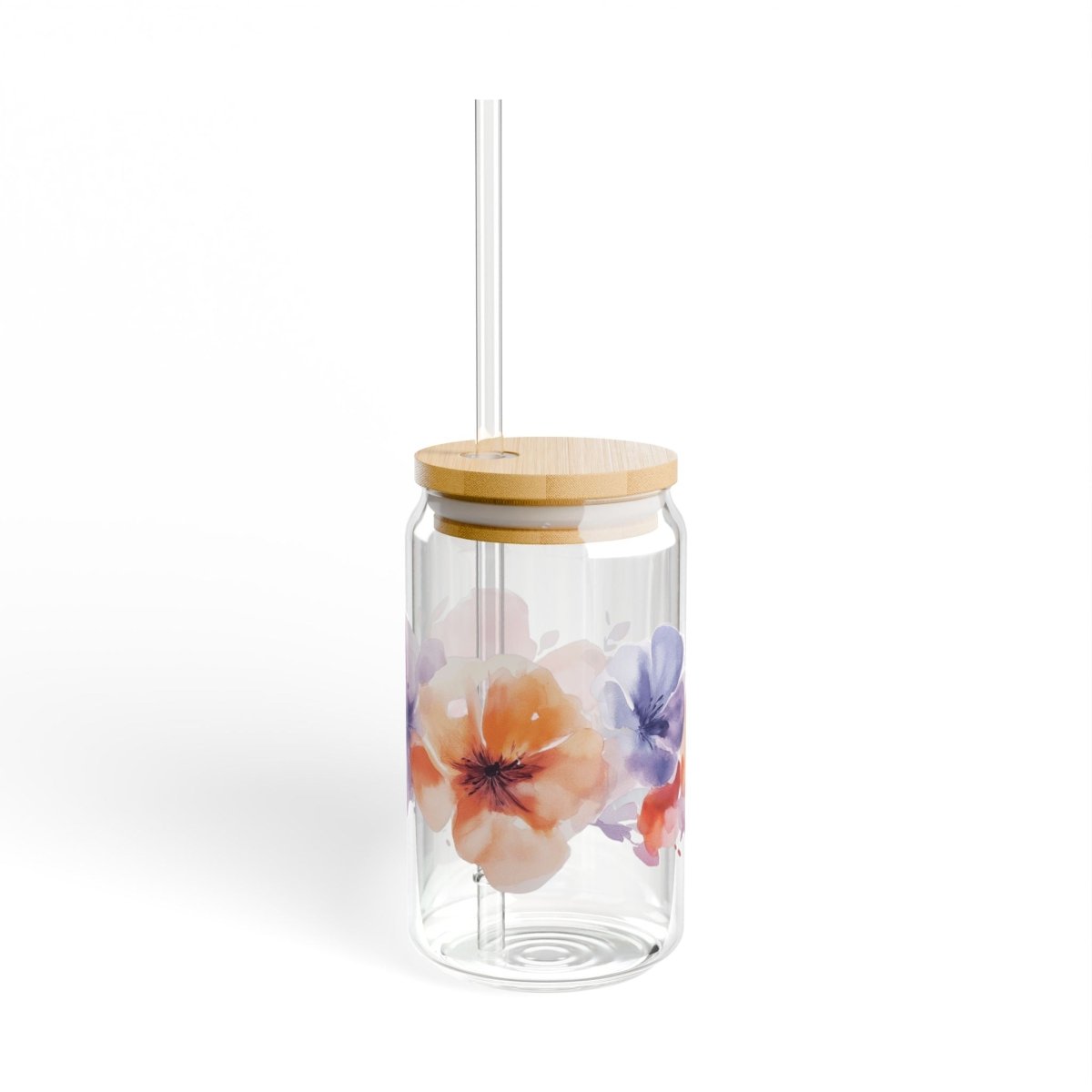 Watercolor Flowers 12 Sipper Glass 16oz - BigSippin