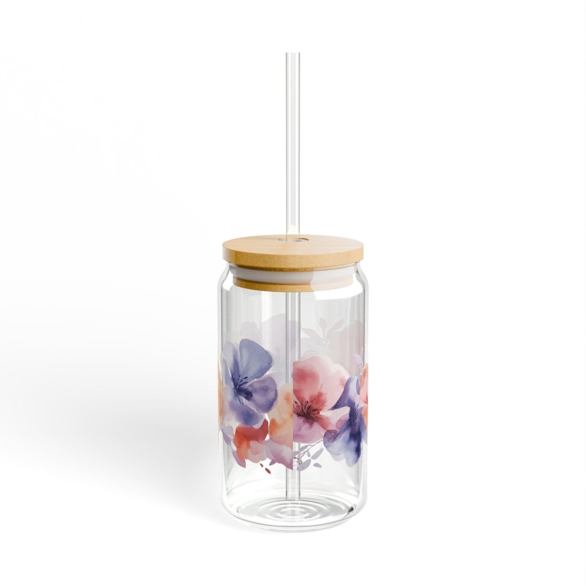 Watercolor Flowers 12 Sipper Glass 16oz - BigSippin