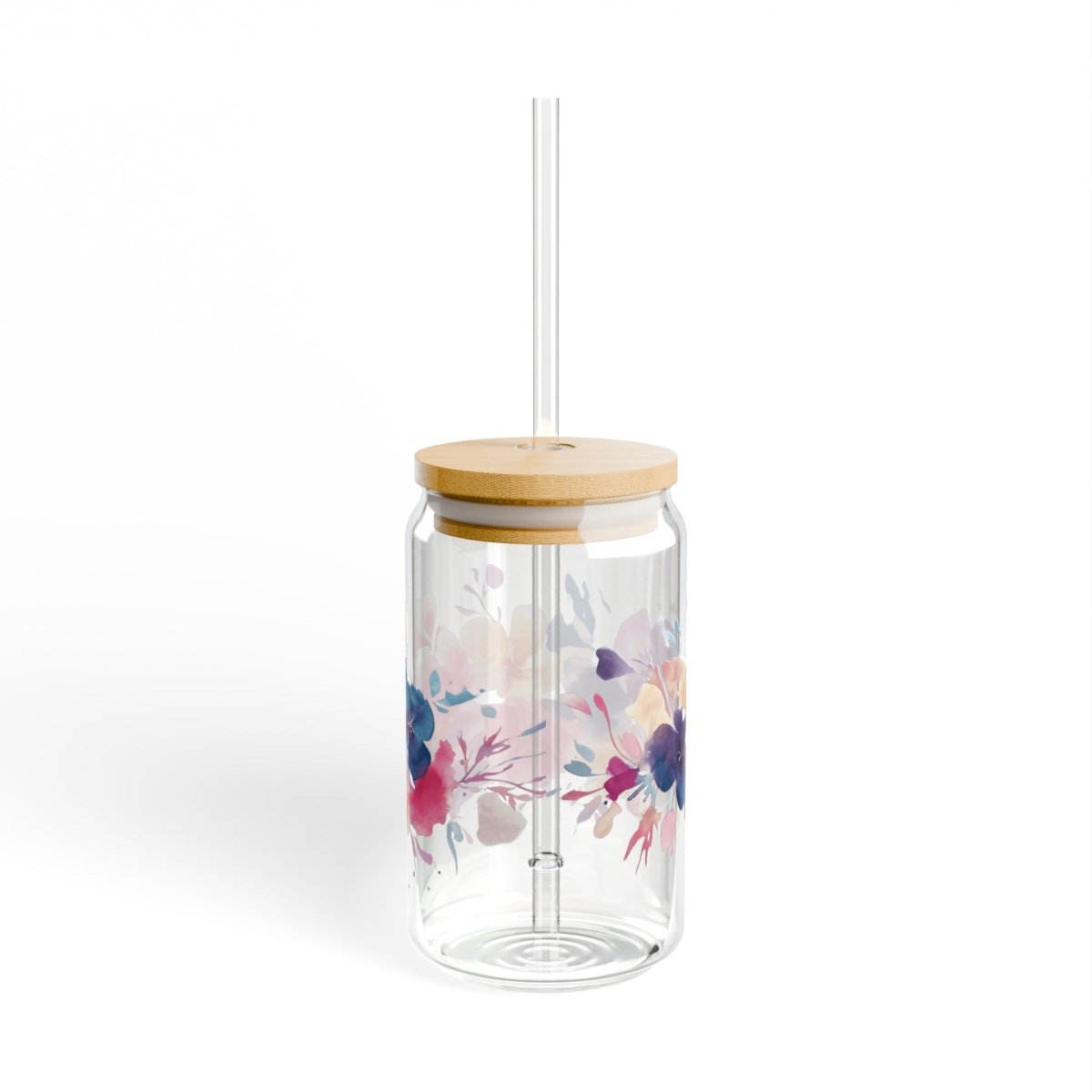 Watercolor Flowers 2 Sipper Glass 16oz - BigSippin