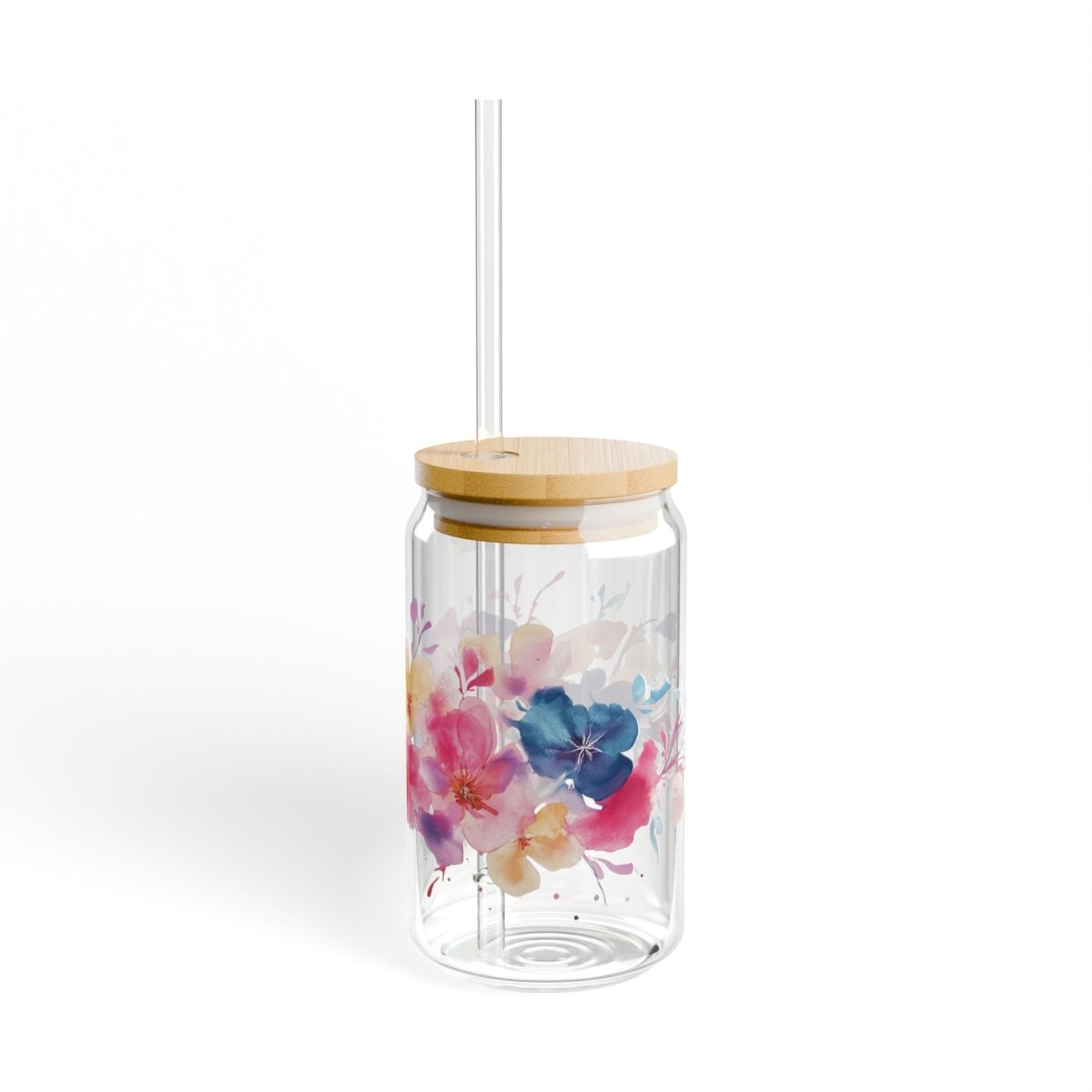 Watercolor Flowers 2 Sipper Glass 16oz - BigSippin