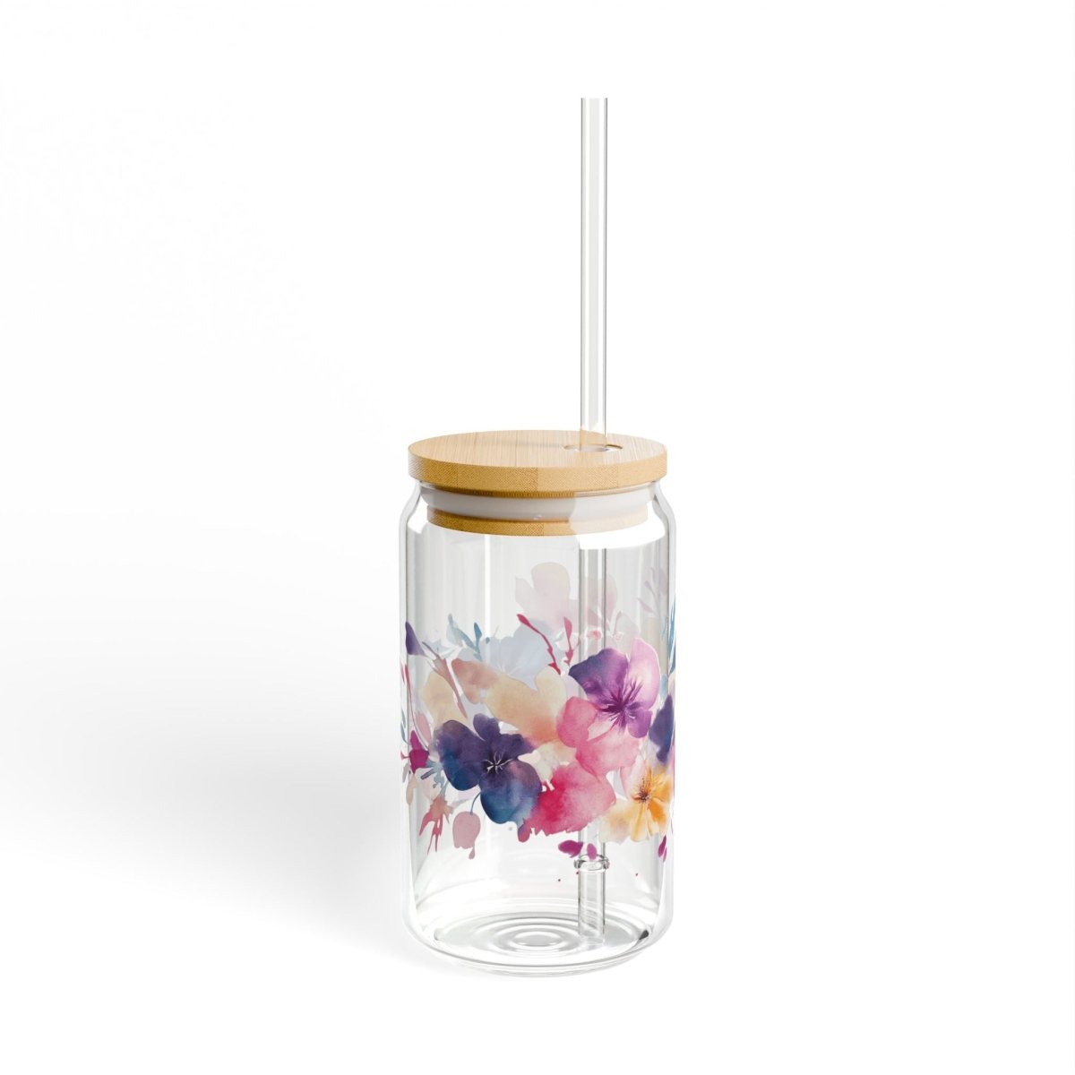 Watercolor Flowers 2 Sipper Glass 16oz - BigSippin