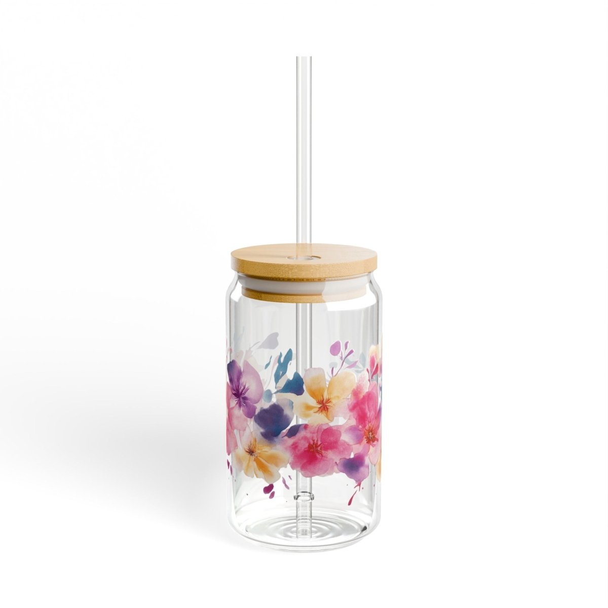 Watercolor Flowers 2 Sipper Glass 16oz - BigSippin