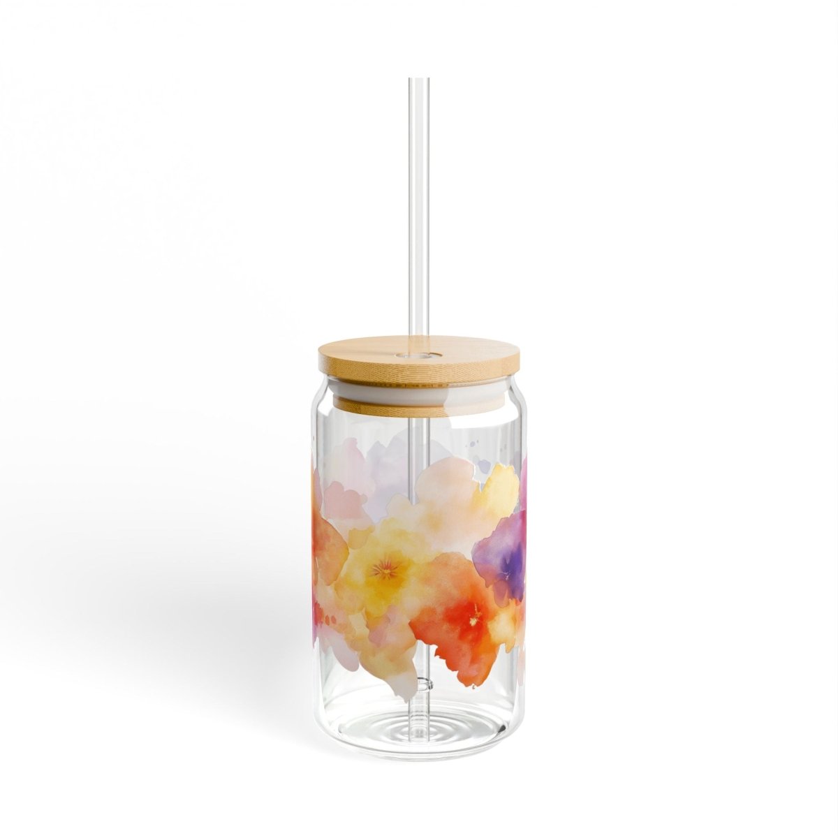 Watercolor Flowers 4 Sipper Glass 16oz - BigSippin