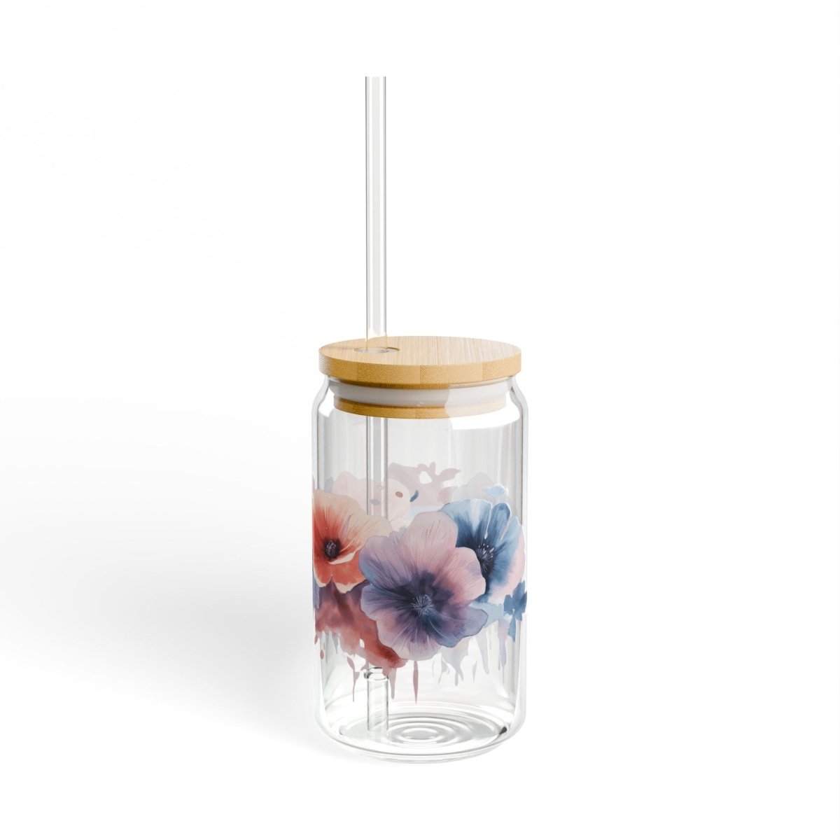 Watercolor Flowers 5 Sipper Glass 16oz - BigSippin