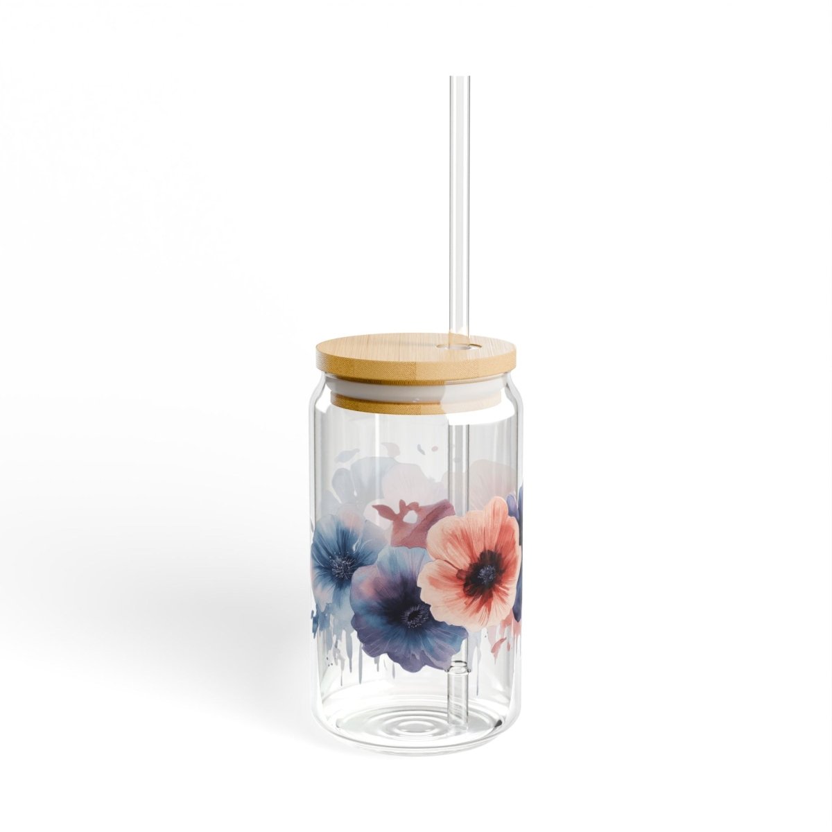 Watercolor Flowers 5 Sipper Glass 16oz - BigSippin