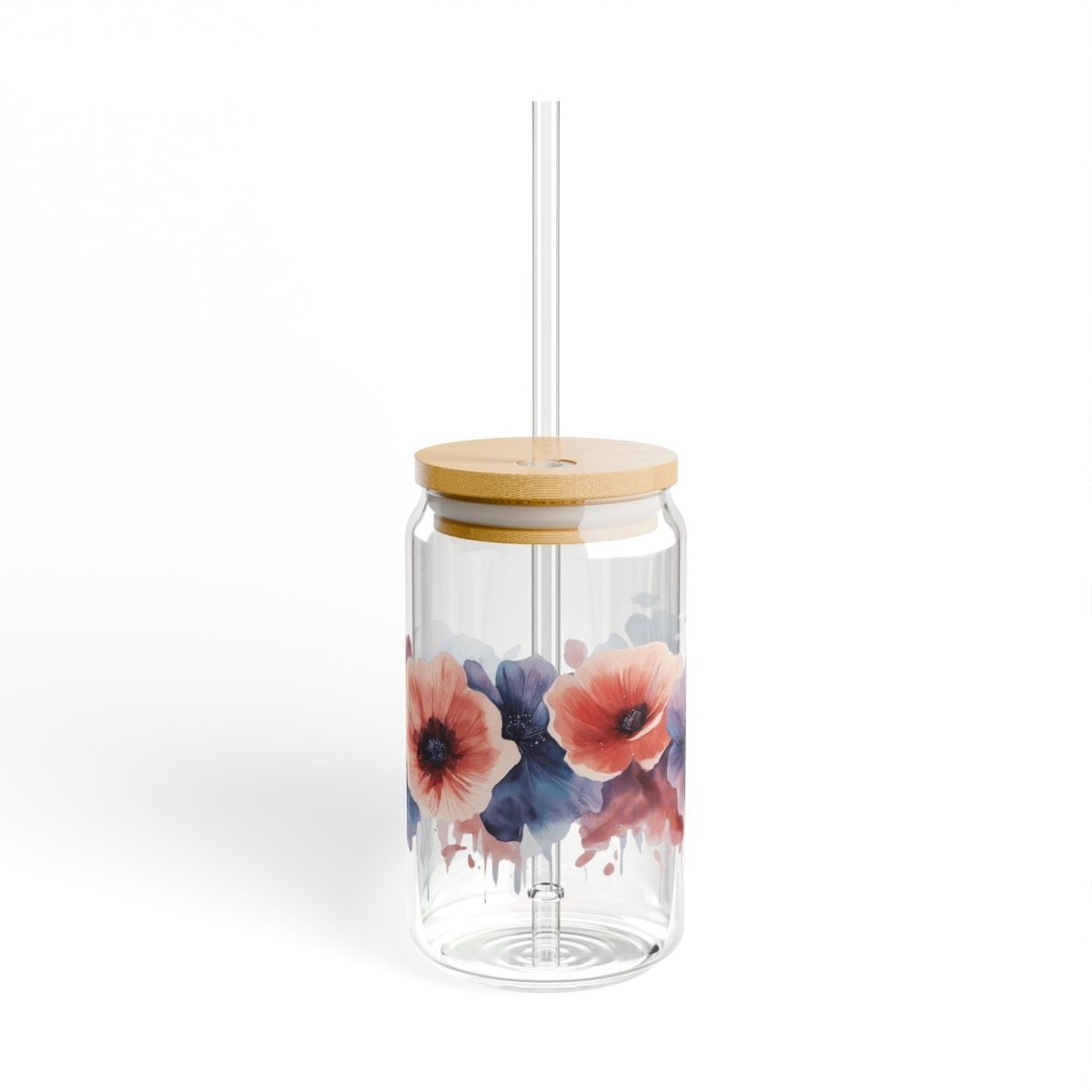 Watercolor Flowers 5 Sipper Glass 16oz - BigSippin