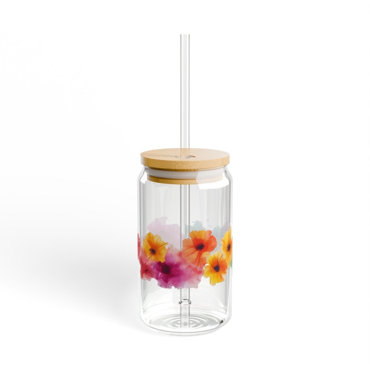 Watercolor Flowers 6 Sipper Glass 16oz - BigSippin