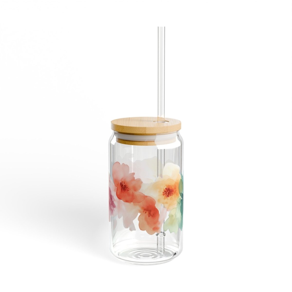 Watercolor Flowers 7 Sipper Glass 16oz - BigSippin