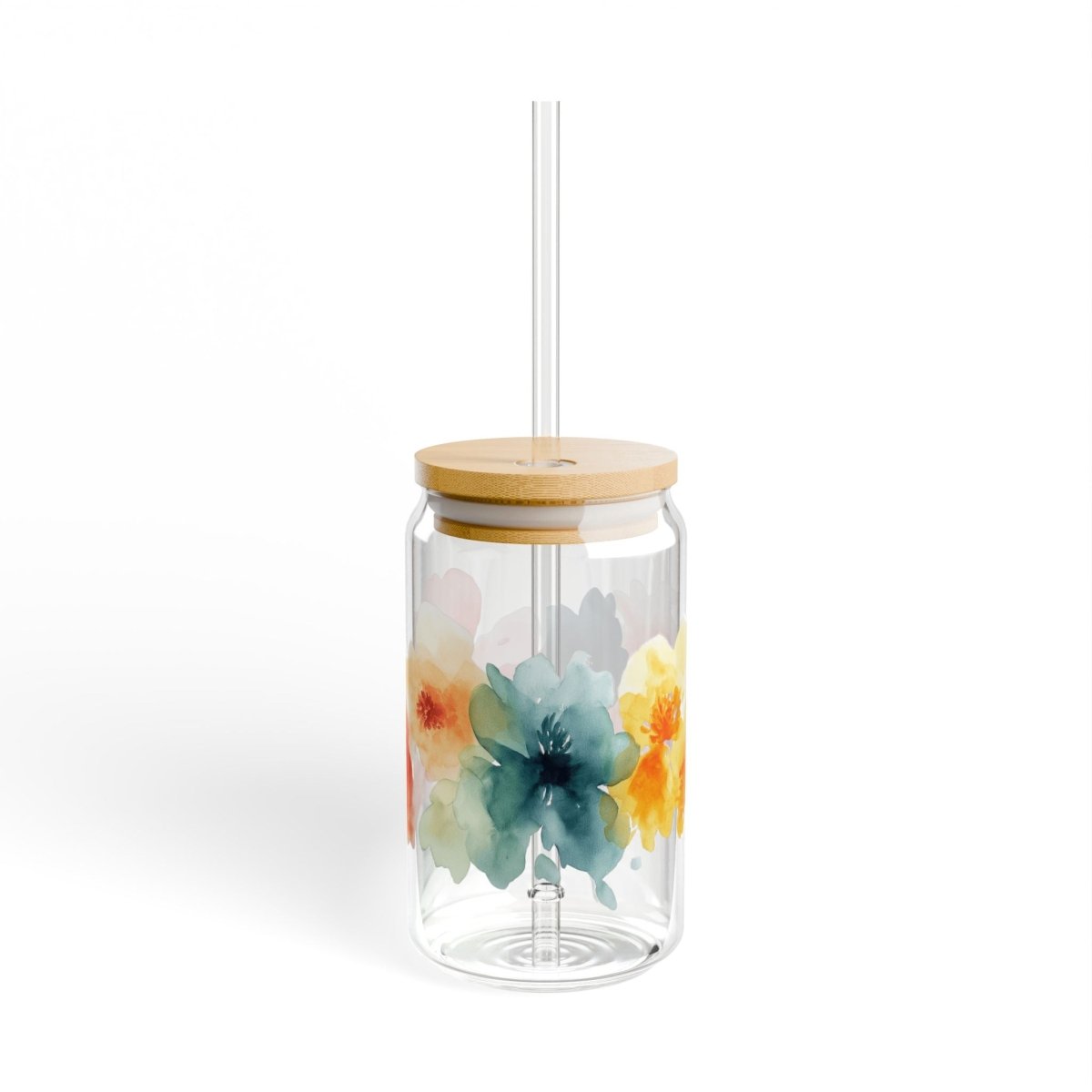 Watercolor Flowers 7 Sipper Glass 16oz - BigSippin