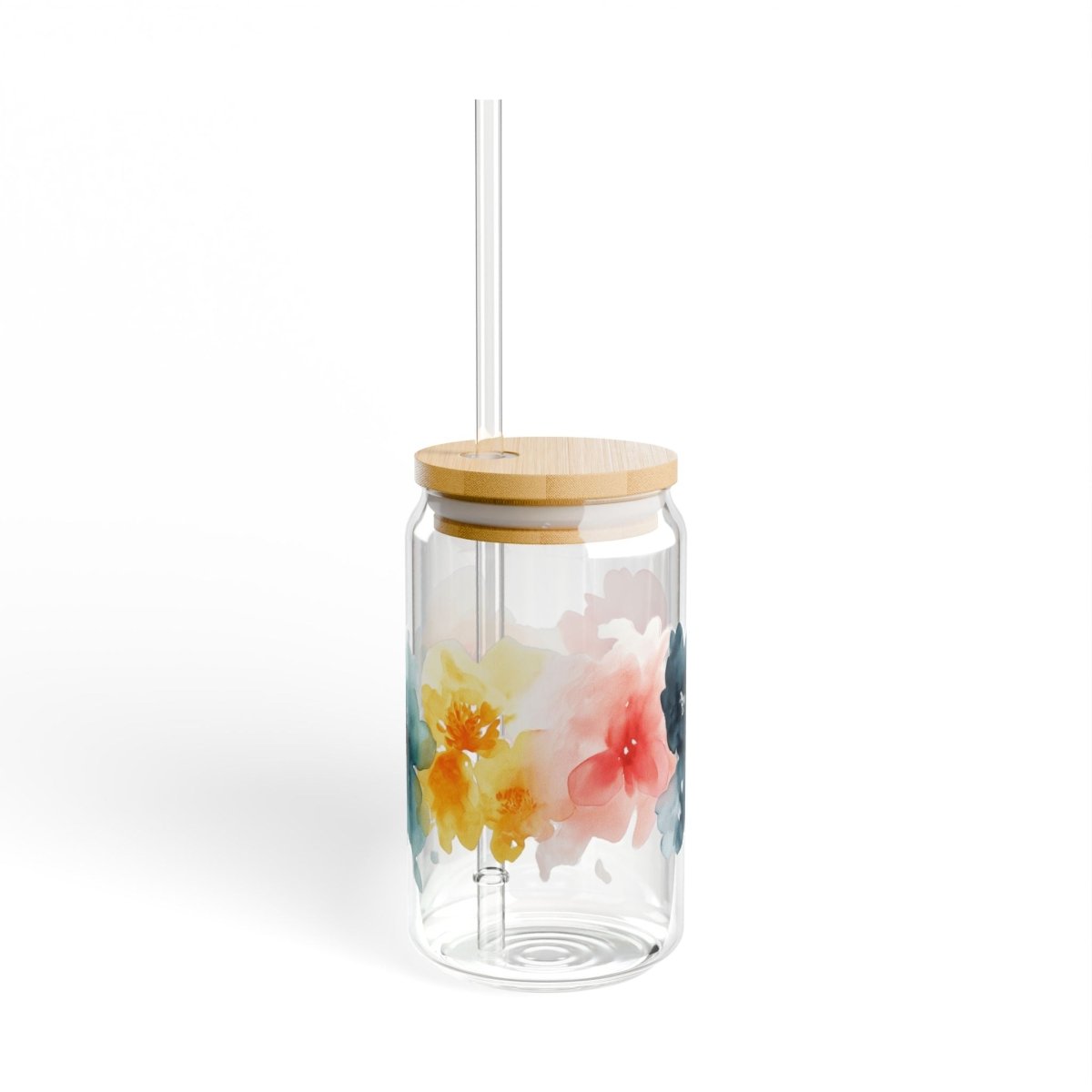 Watercolor Flowers 7 Sipper Glass 16oz - BigSippin