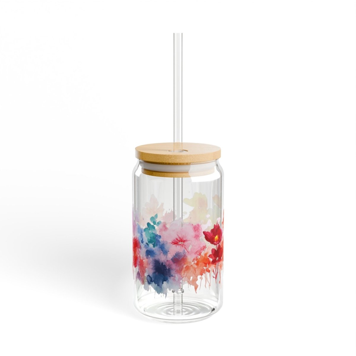 Watercolor Flowers 9 Sipper Glass 16oz - BigSippin