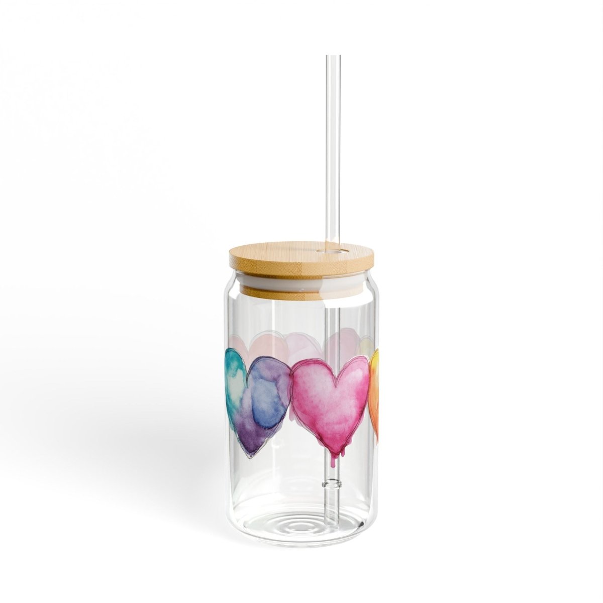 Watercolor Hearts 1 Sipper Glass 16oz - BigSippin