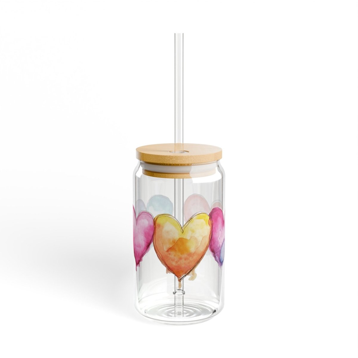 Watercolor Hearts 1 Sipper Glass 16oz - BigSippin