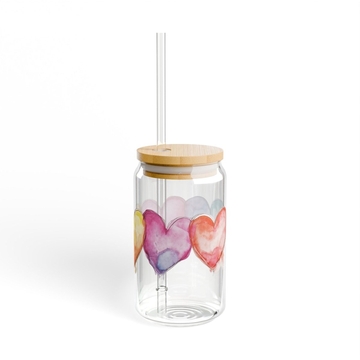 Watercolor Hearts 1 Sipper Glass 16oz - BigSippin