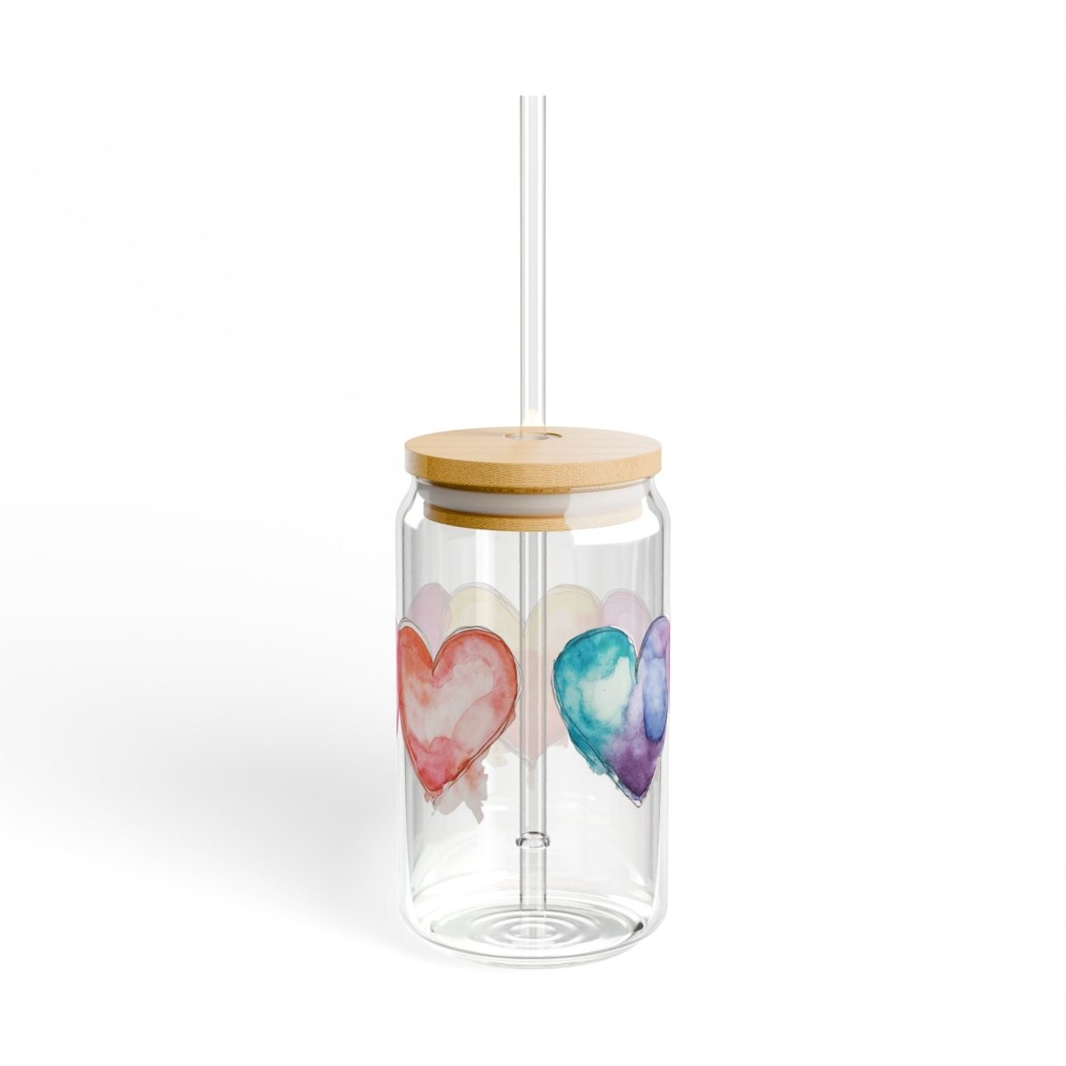 Watercolor Hearts 1 Sipper Glass 16oz - BigSippin