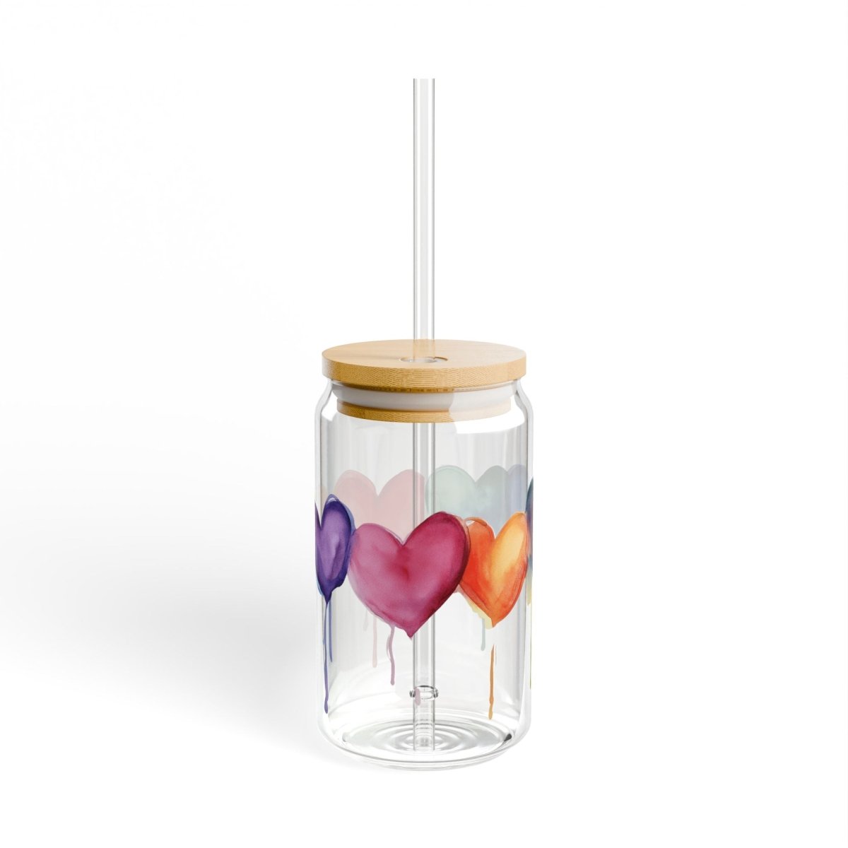 Watercolor Hearts 10 Sipper Glass 16oz - BigSippin