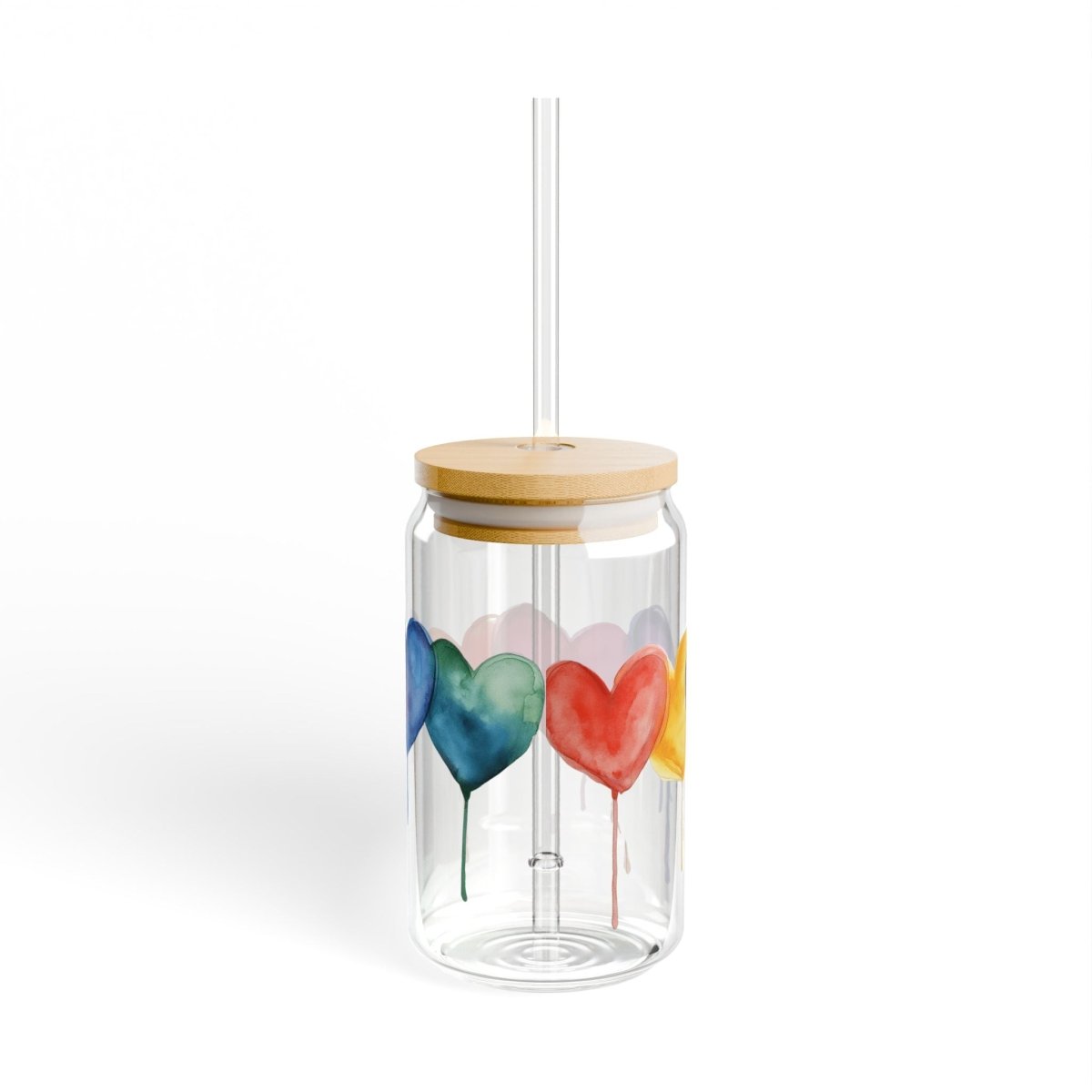 Watercolor Hearts 10 Sipper Glass 16oz - BigSippin