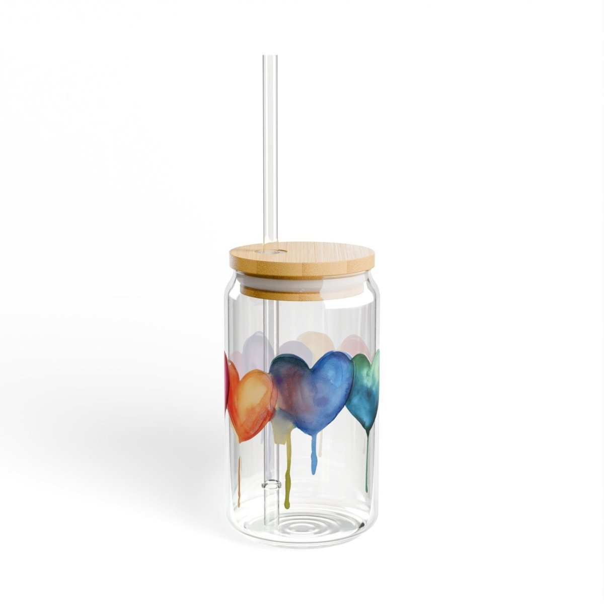 Watercolor Hearts 10 Sipper Glass 16oz - BigSippin