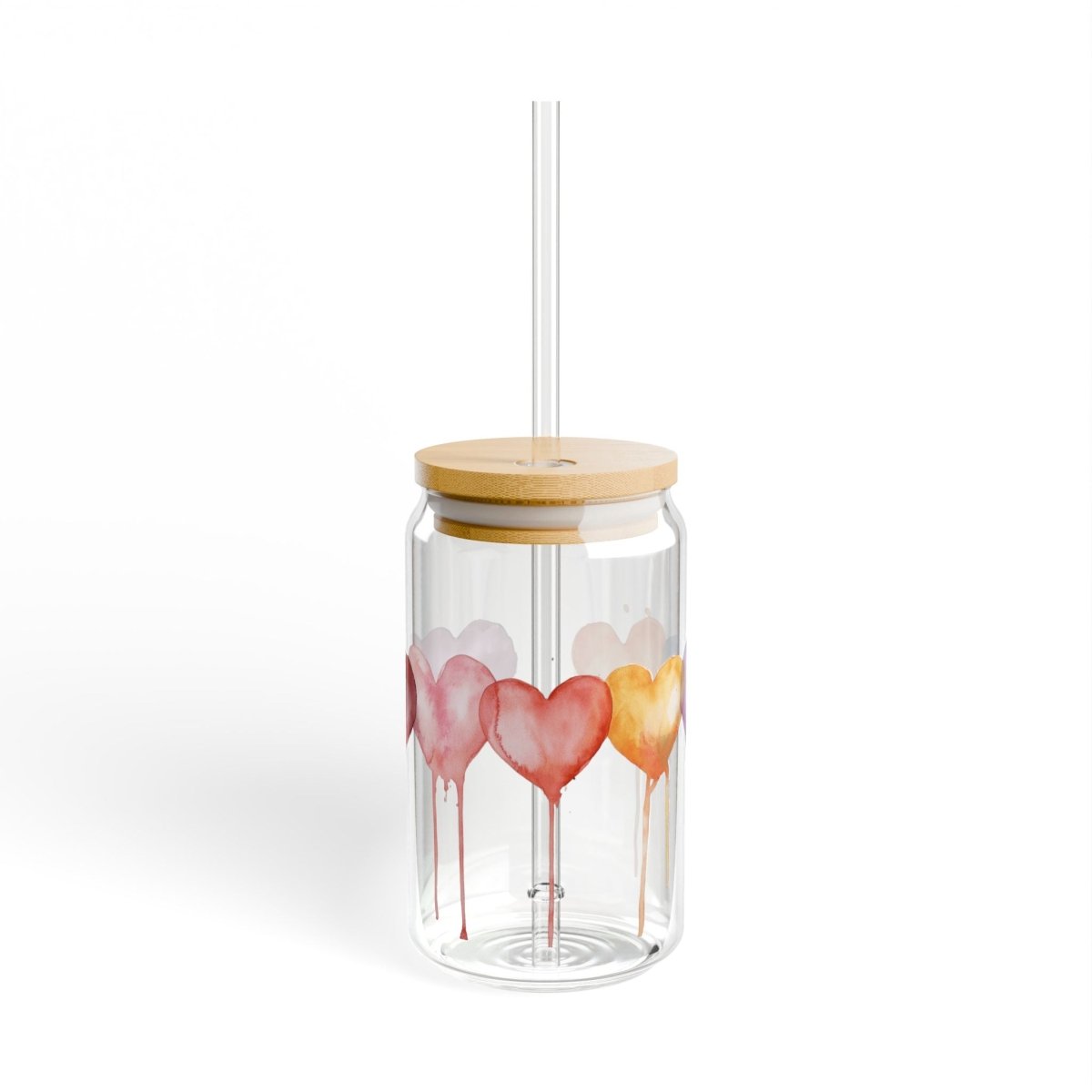 Watercolor Hearts 11 Sipper Glass 16oz - BigSippin