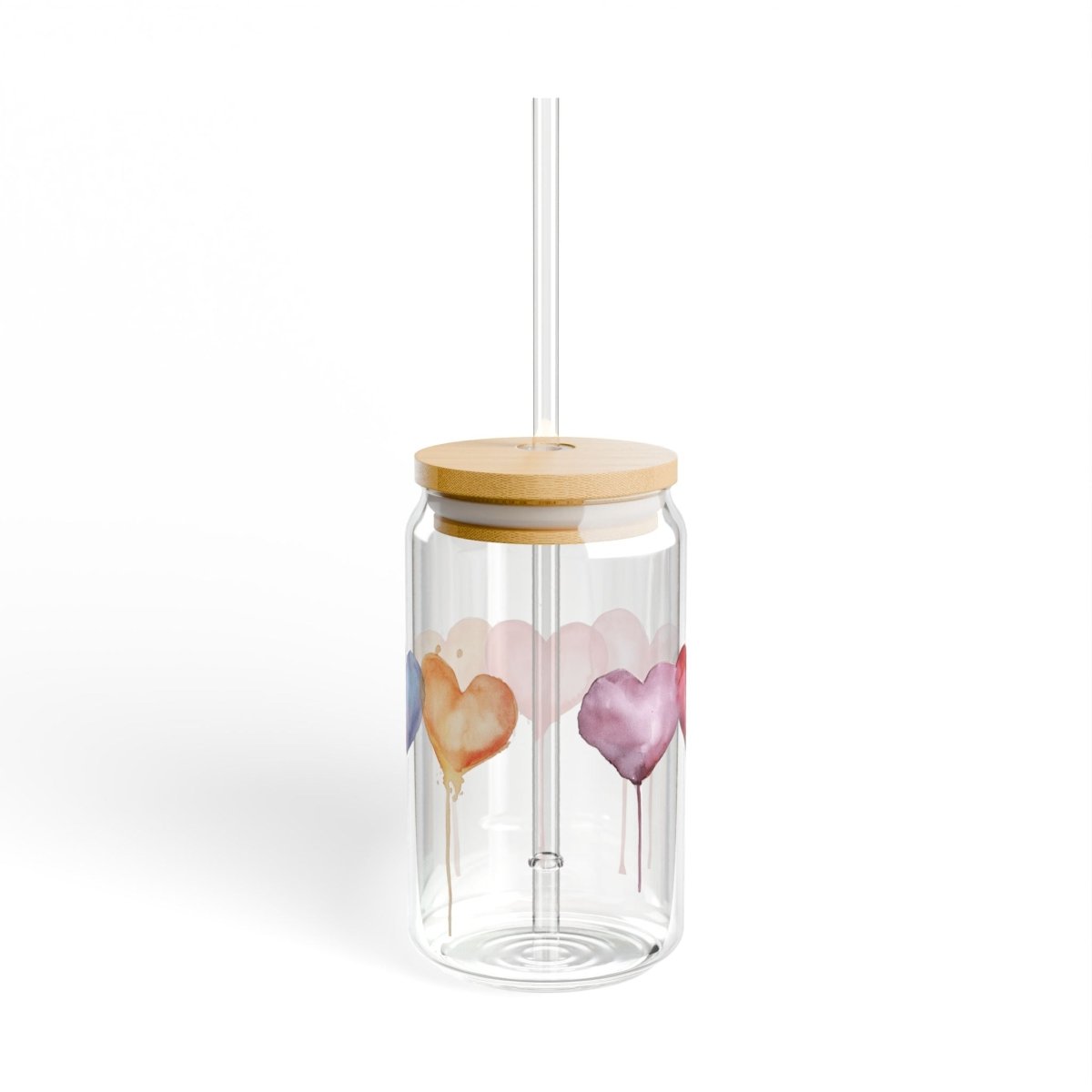 Watercolor Hearts 11 Sipper Glass 16oz - BigSippin