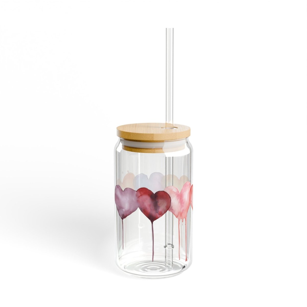Watercolor Hearts 11 Sipper Glass 16oz - BigSippin