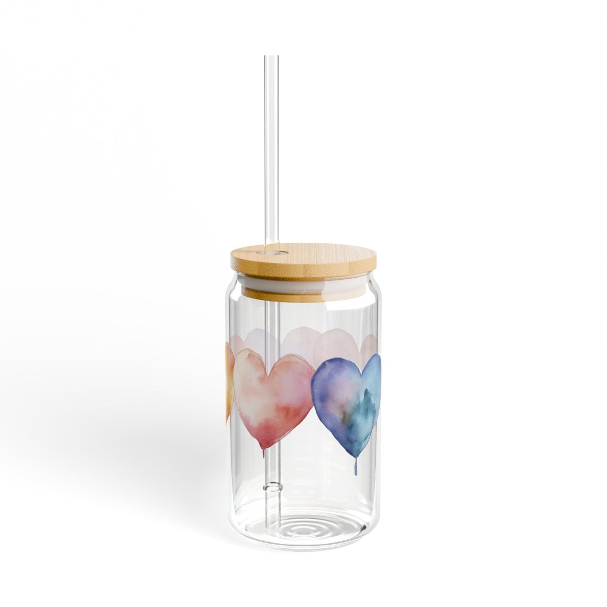 Watercolor Hearts 12 Sipper Glass 16oz - BigSippin