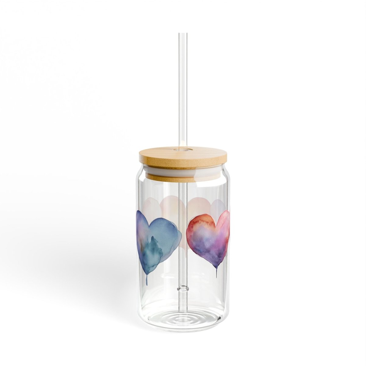 Watercolor Hearts 12 Sipper Glass 16oz - BigSippin