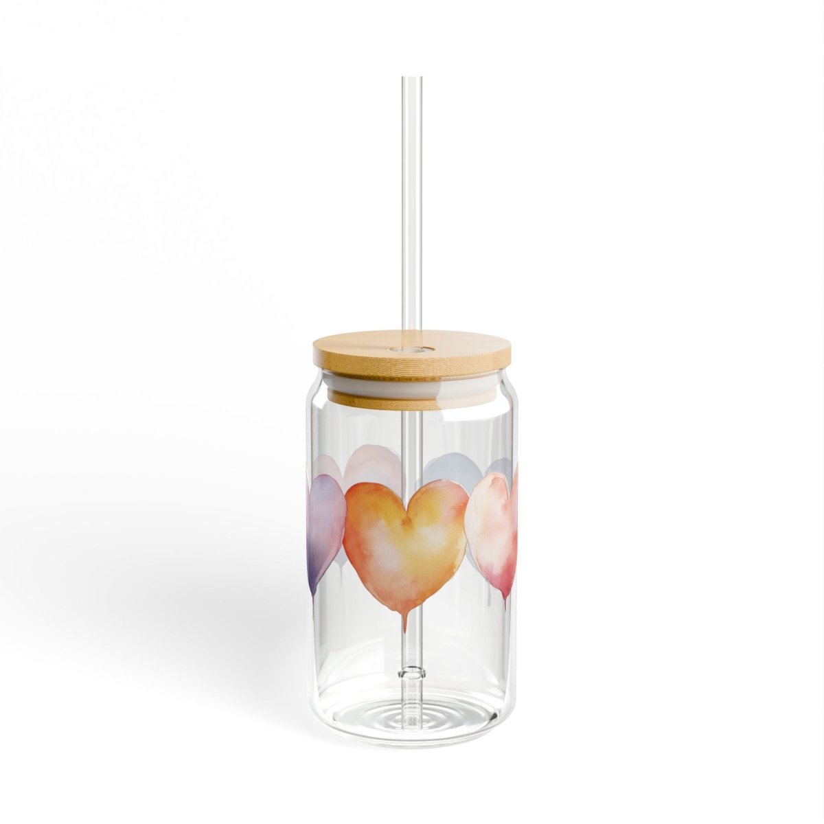 Watercolor Hearts 12 Sipper Glass 16oz - BigSippin