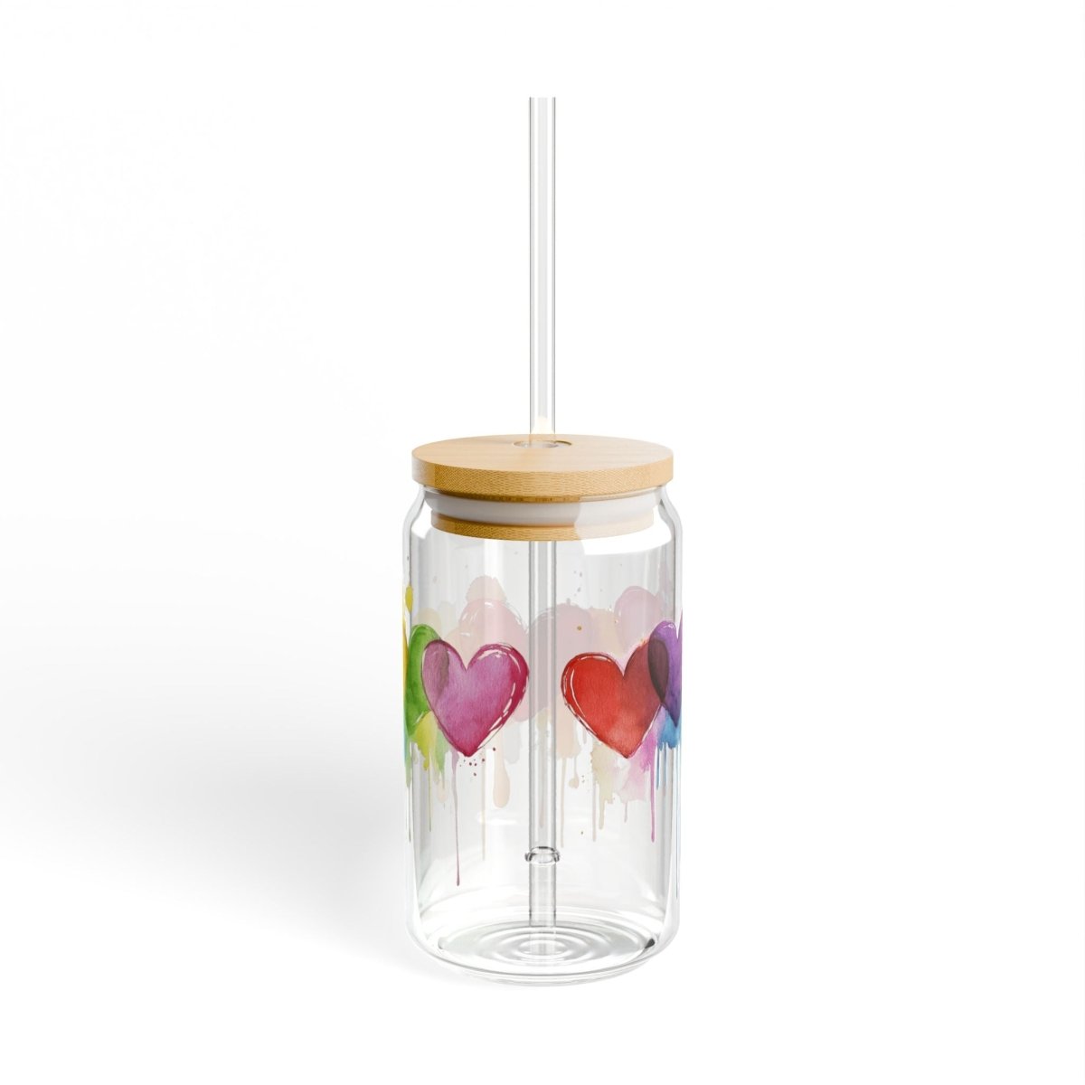 Watercolor Hearts 14 Sipper Glass 16oz - BigSippin